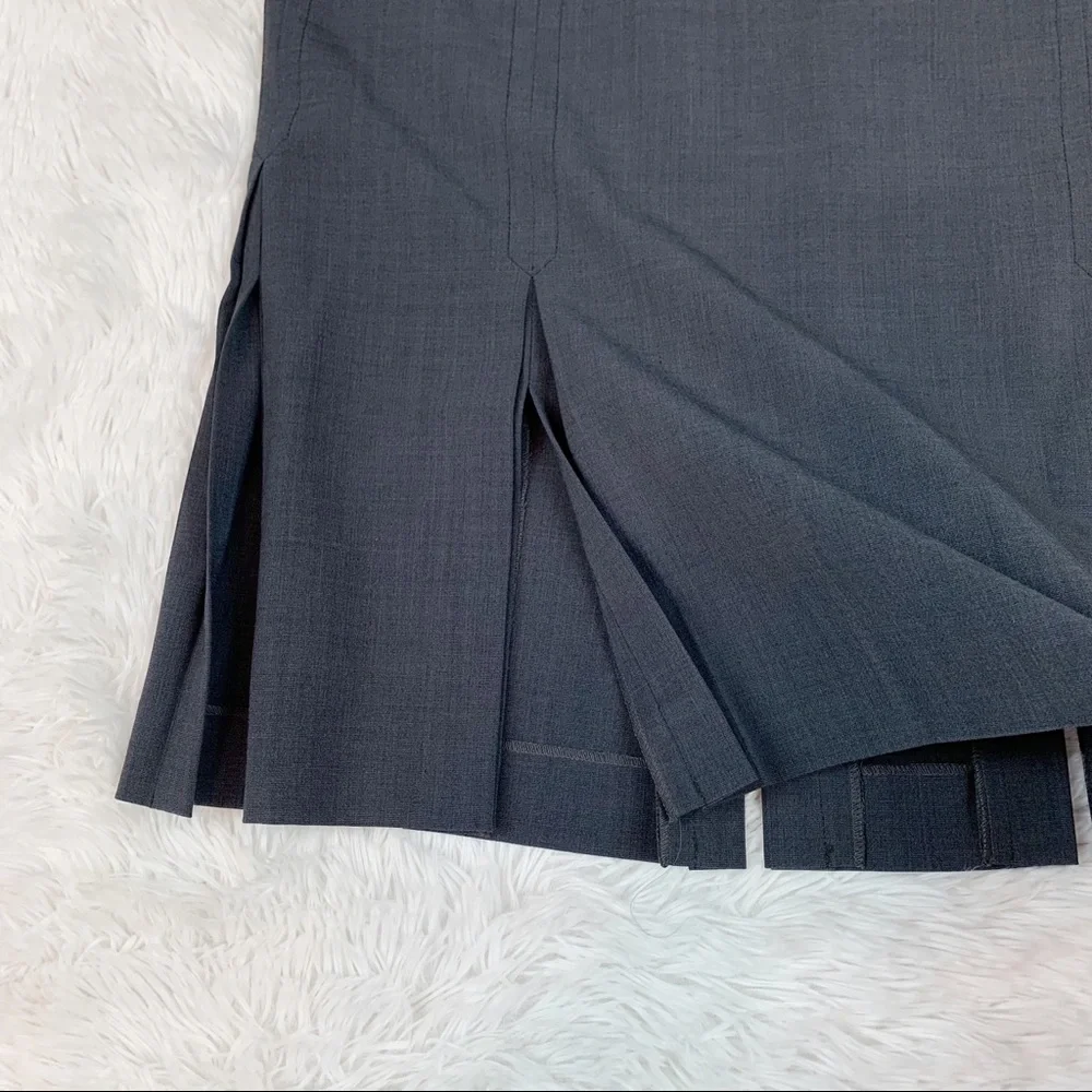 Paul Smith Blue Wool pleated slit knee length Skirt‎ straight pencil